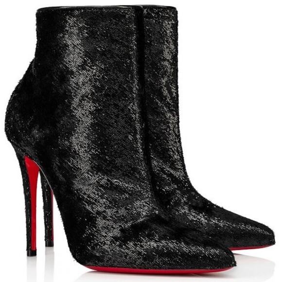 Christian Louboutin Black Velours So Kate Booty 100 Ankle Boots Pointed Toe 36 - Picture 4 of 6